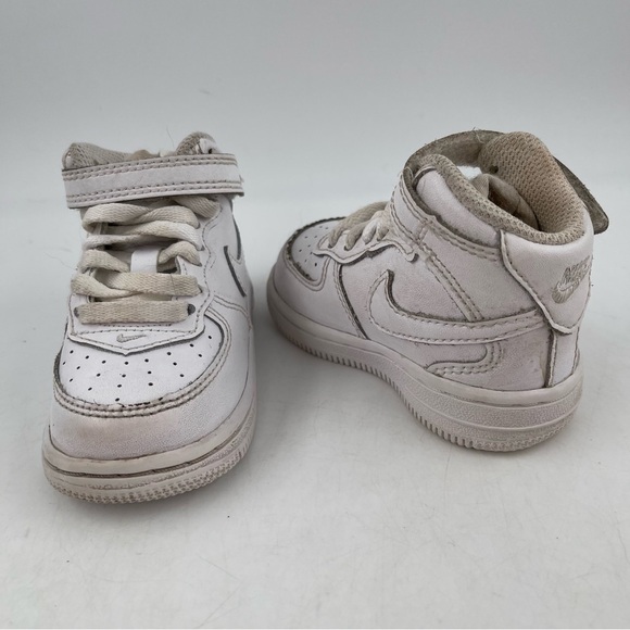 Nike Infant Force 1 Mid LE Toddler White Leather Athletic Sneakers-Size 4 C - Picture 8 of 10